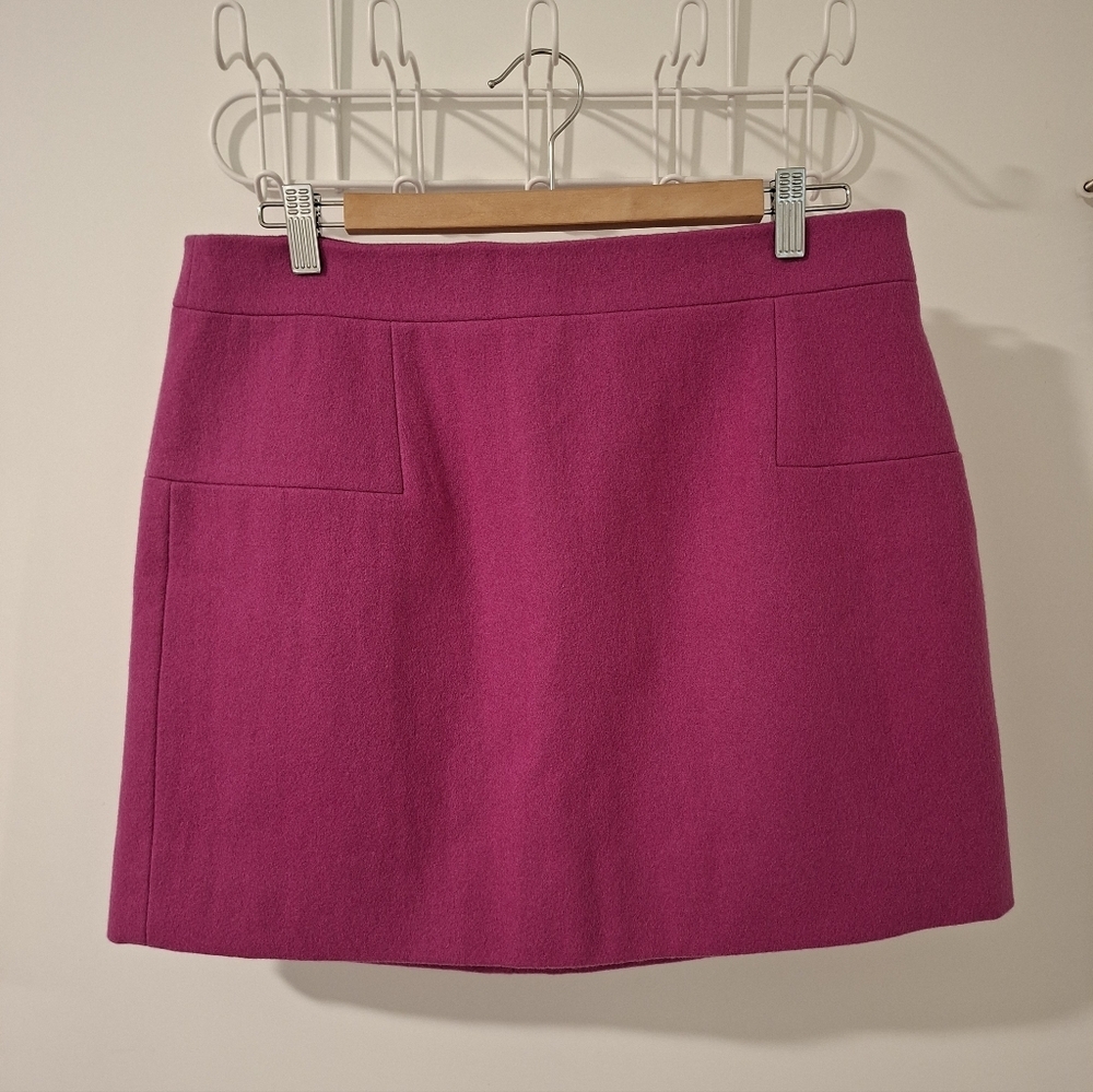 J. Crew Women's Vibrant Pink Wool Mini Skirt (Size US 12)